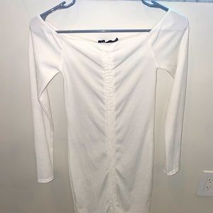 White mini scrunch dress